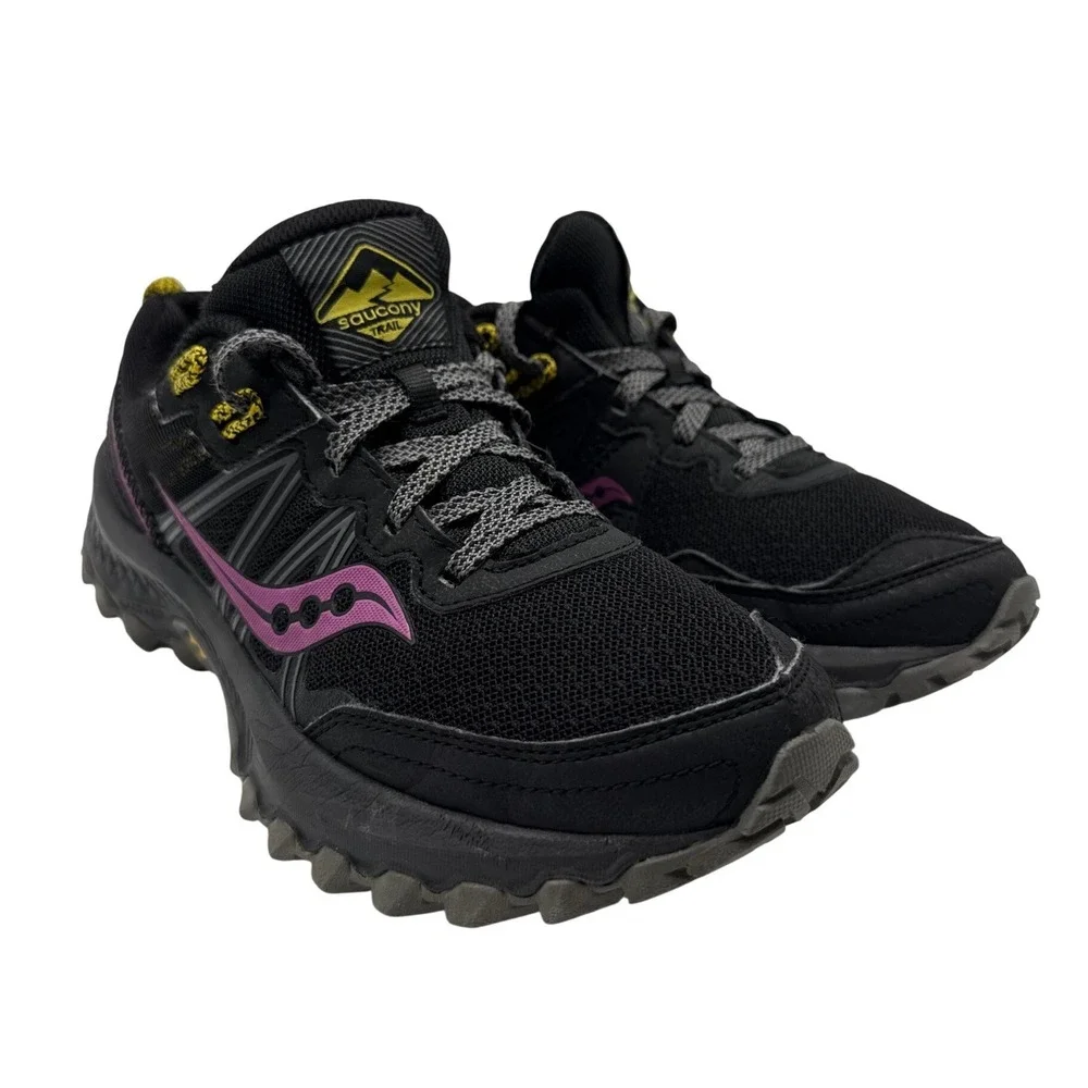 Saucony Excursion TR14 Trail Running Shoes Women 7.5 Black Pink Excellent Rugged